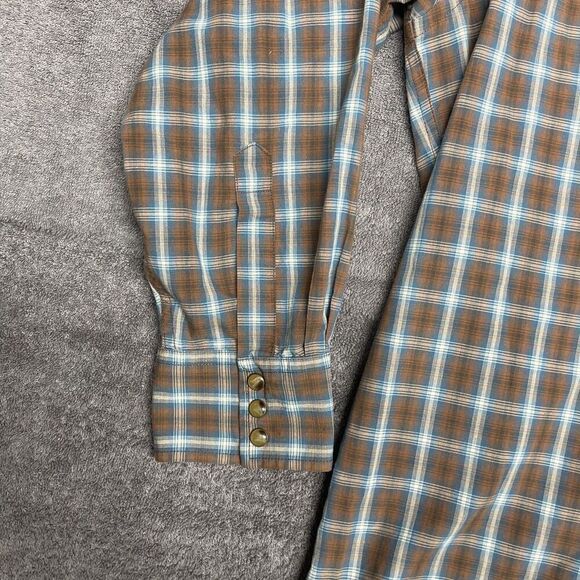 Pendleton Frontier Western Snap Button Collared Shirt Plaid Brown Mens XL - Picture 4 of 9